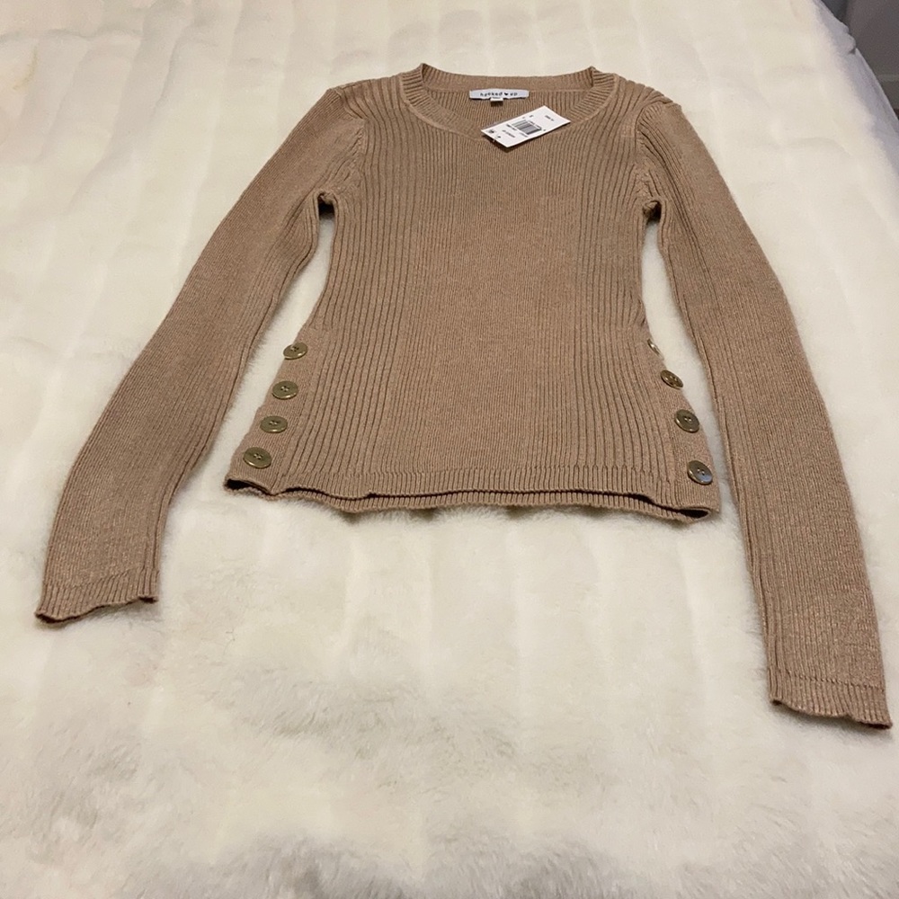 Hooked Up by IOT Ribbed Sweater With Buttons